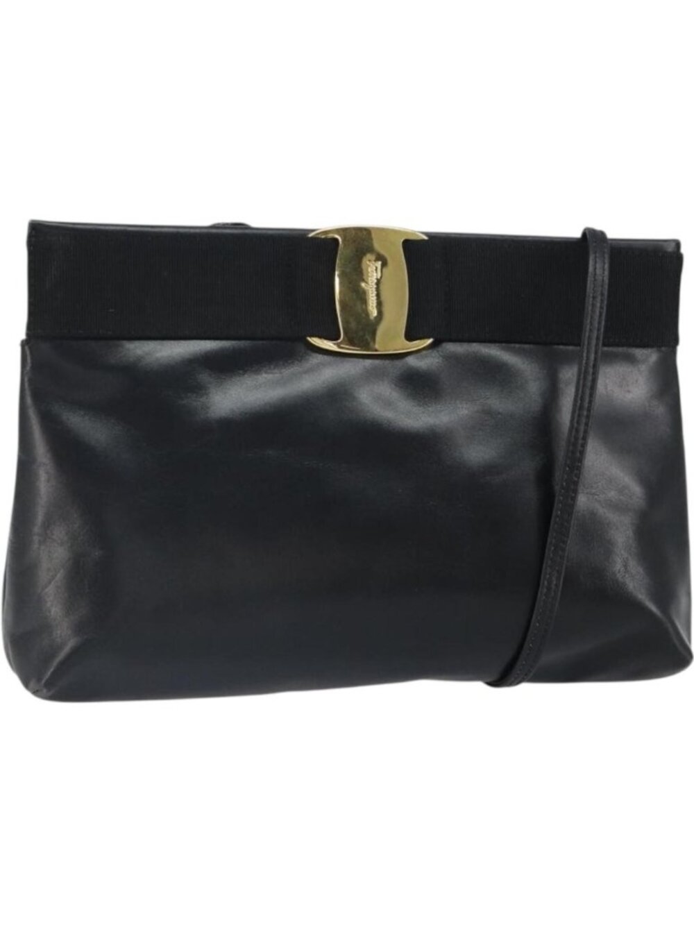 Salvatore Ferragamo Shoulder Bag Leather Black Gold